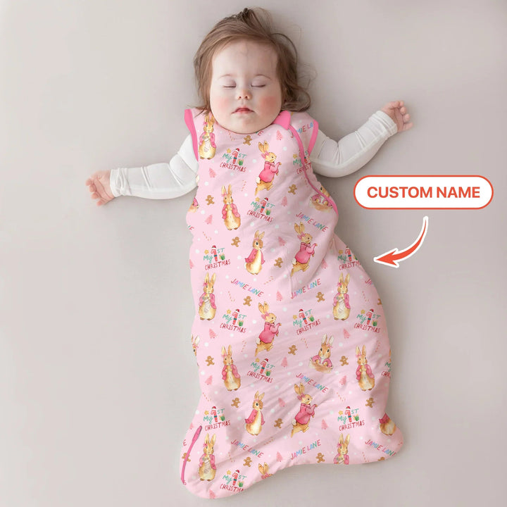 Custom 1st Christmas Rabbit Sleep Bag - Zumbamboo