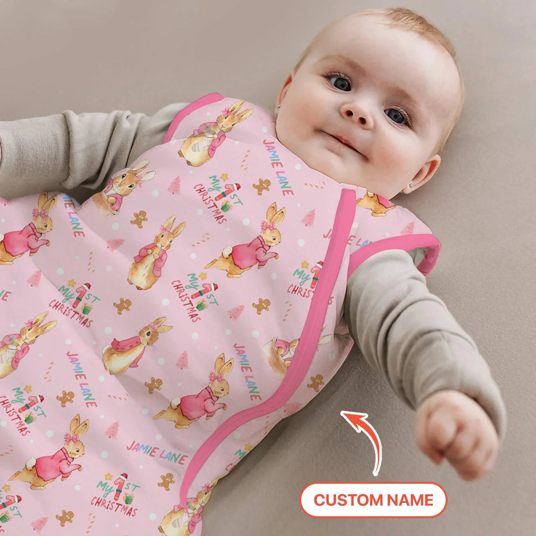 Custom 1st Christmas Rabbit Sleep Bag - Zumbamboo