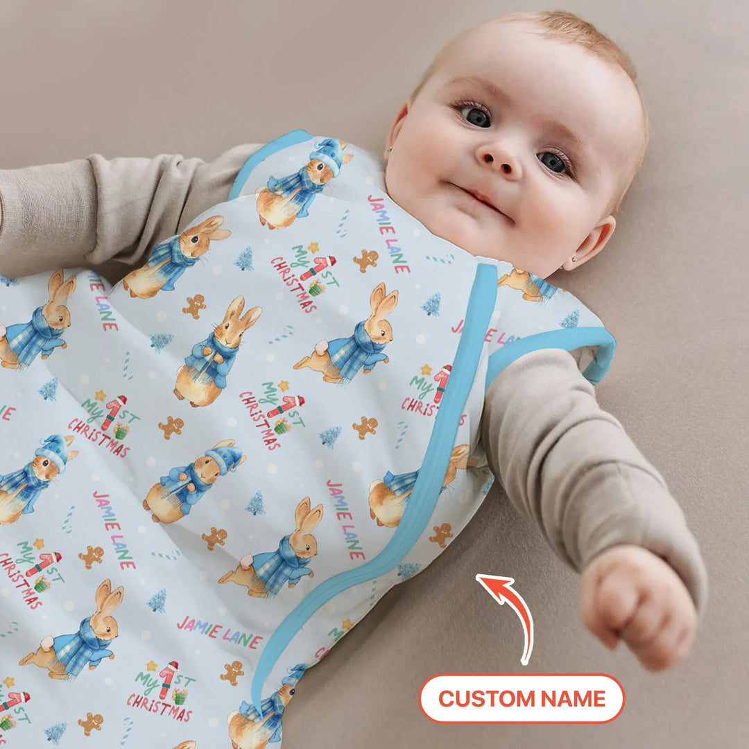 Custom 1st Christmas Rabbit Sleep Bag - Zumbamboo