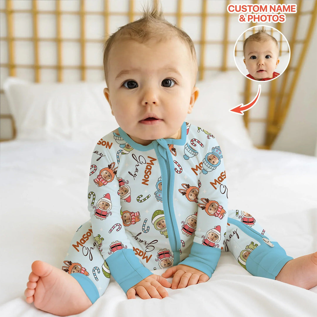 Custom Baby Photo Christmas Bear Convertible Zippy - Zumbamboo