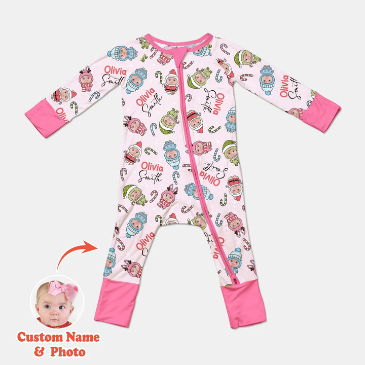 Custom Baby Photo Christmas Bear Convertible Zippy - Zumbamboo