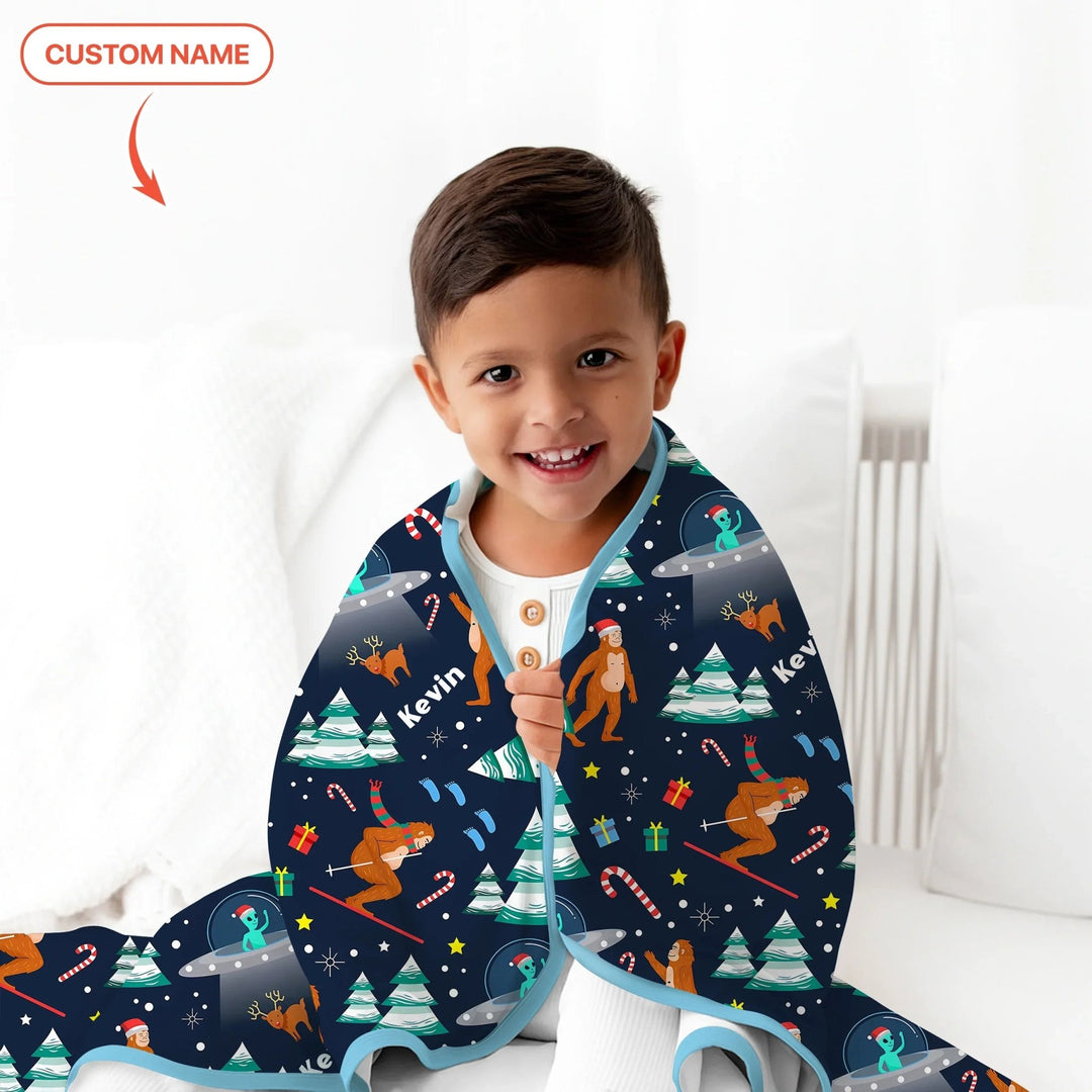 Custom Christmas Bigfoot Toddler Blanket - Zumbamboo