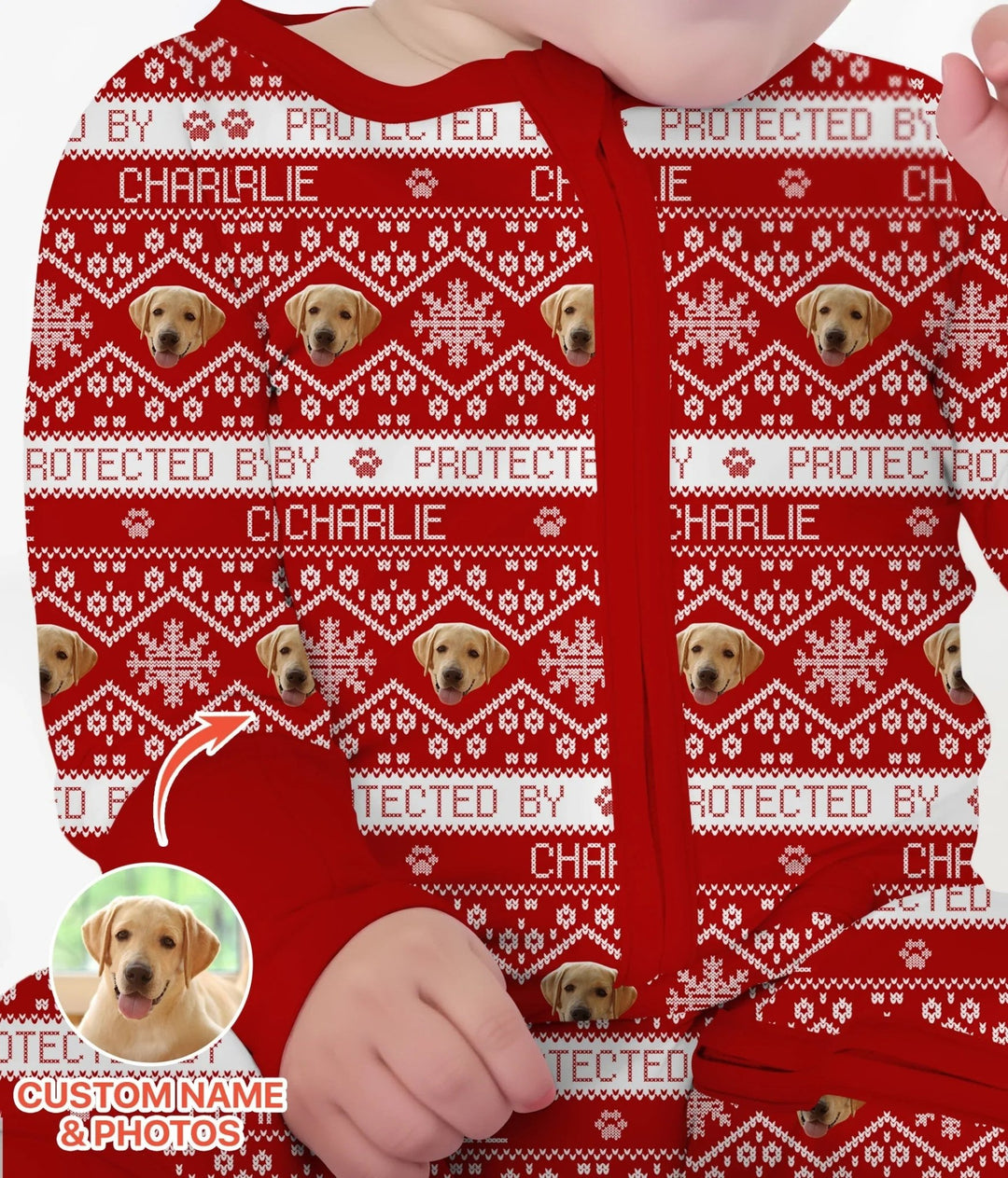 Custom Dog Photo Fair Isle Christmas Convertible Zippy - Zumbamboo