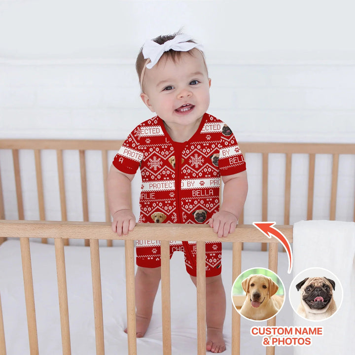 Custom Dog Photo Fair Isle Christmas Shorty Zippy - Zumbamboo