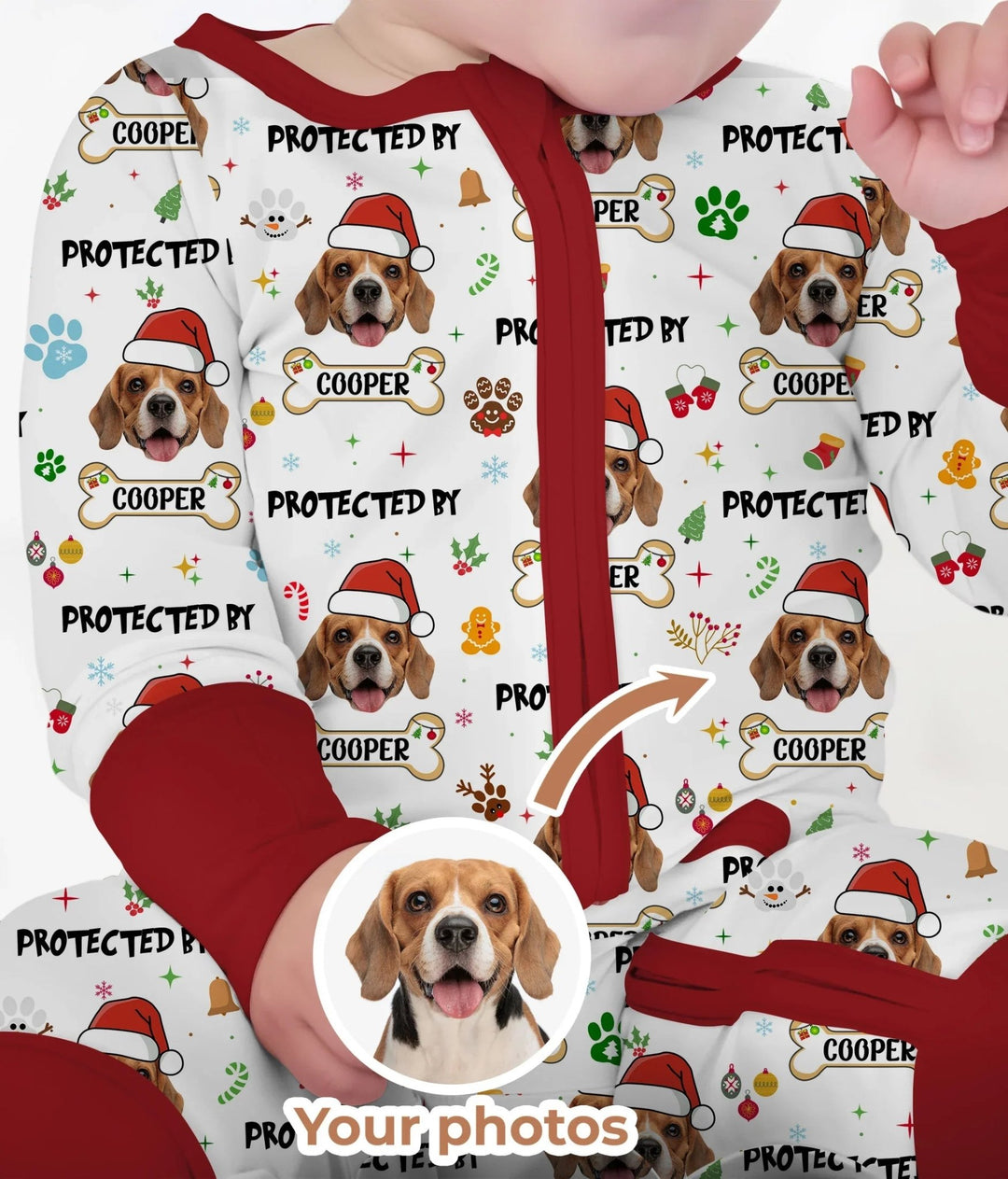 Custom Dog Photo "Protected By" Christmas Convertible Zippy - Zumbamboo