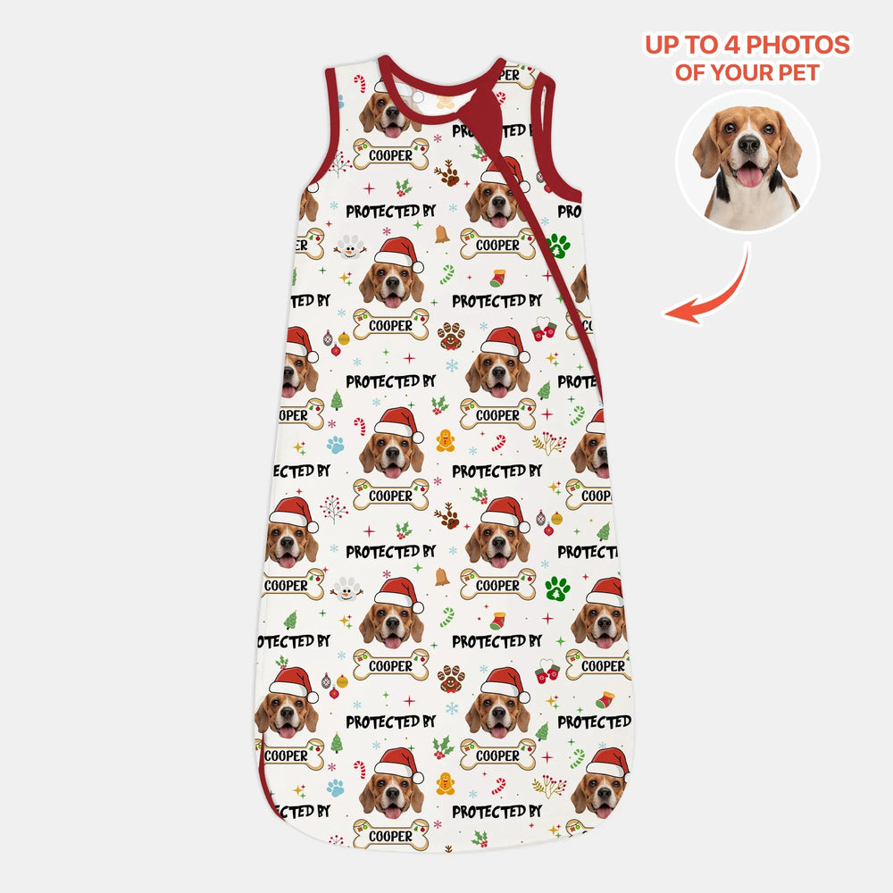 Custom Dog Photo "Protected By" Christmas Sleep Bag - Zumbamboo