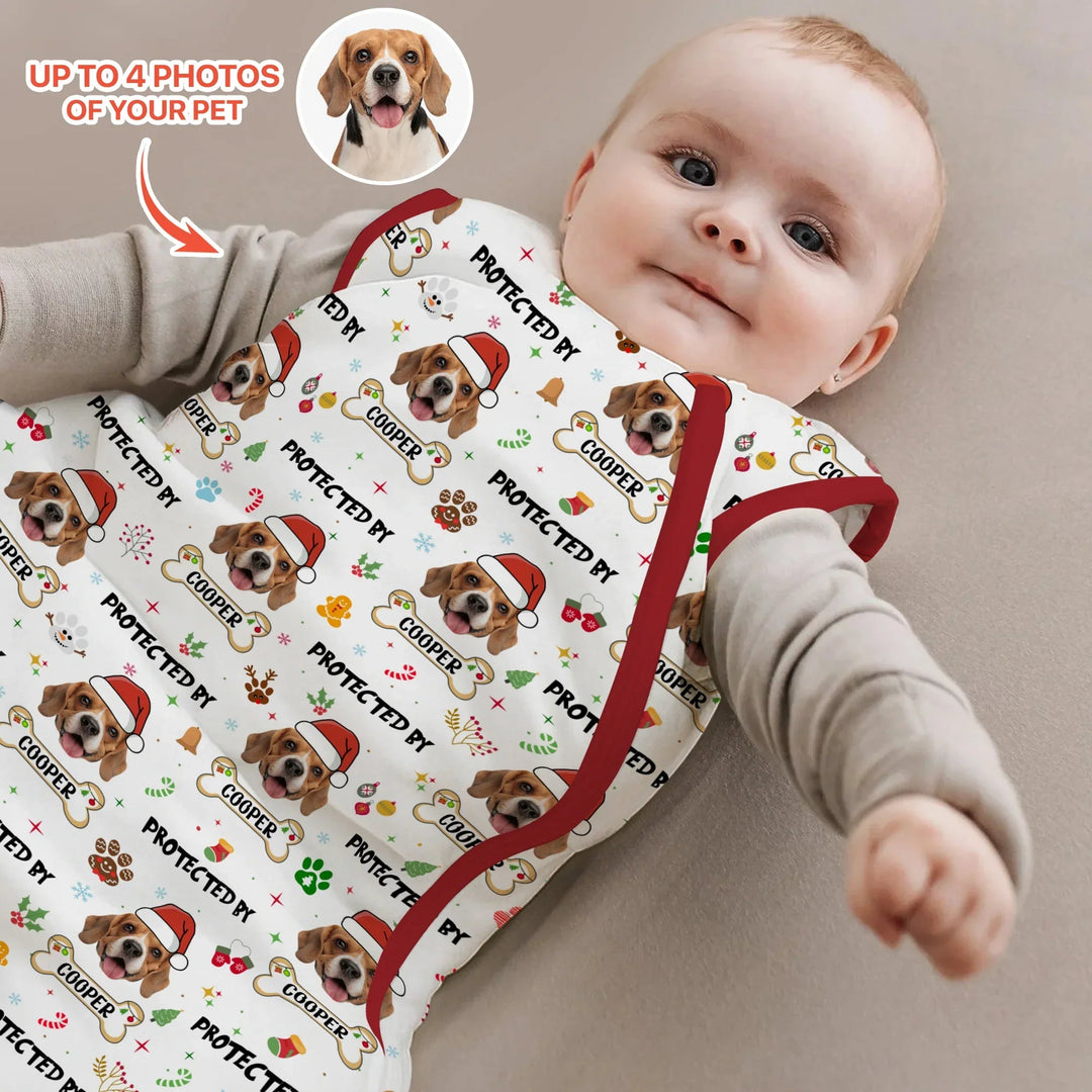 Custom Dog Photo "Protected By" Christmas Sleep Bag - Zumbamboo