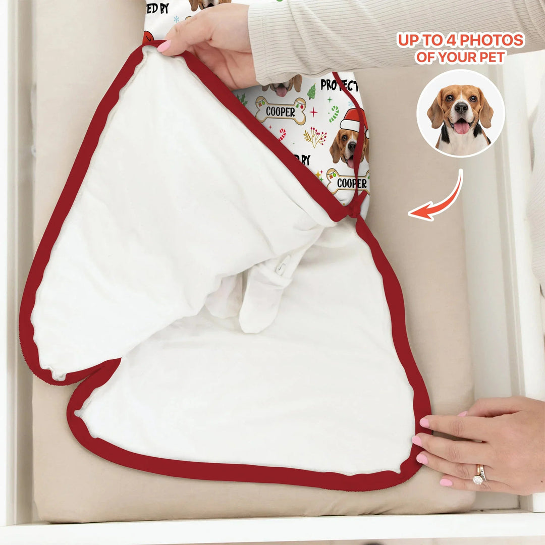 Custom Dog Photo "Protected By" Christmas Sleep Bag - Zumbamboo