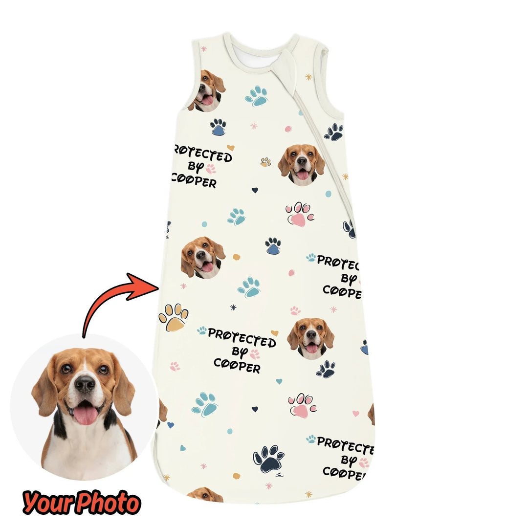 Custom Dog Photo Protected By Sleep Bag Seasonless 1.0 TOG - Zumbamboo
