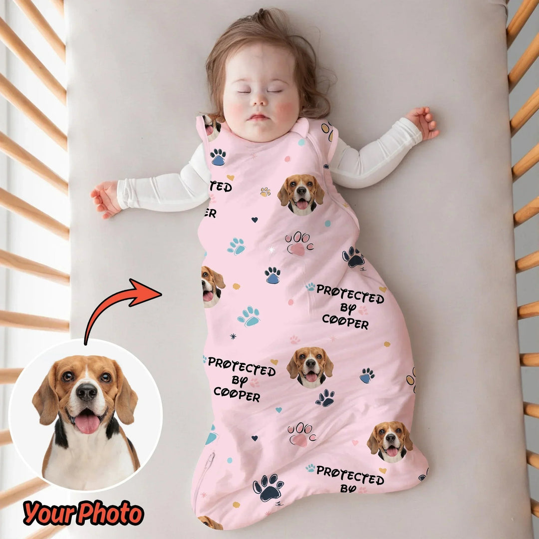 Custom Dog Photo Protected By Sleep Bag Seasonless 1.0 TOG - Zumbamboo