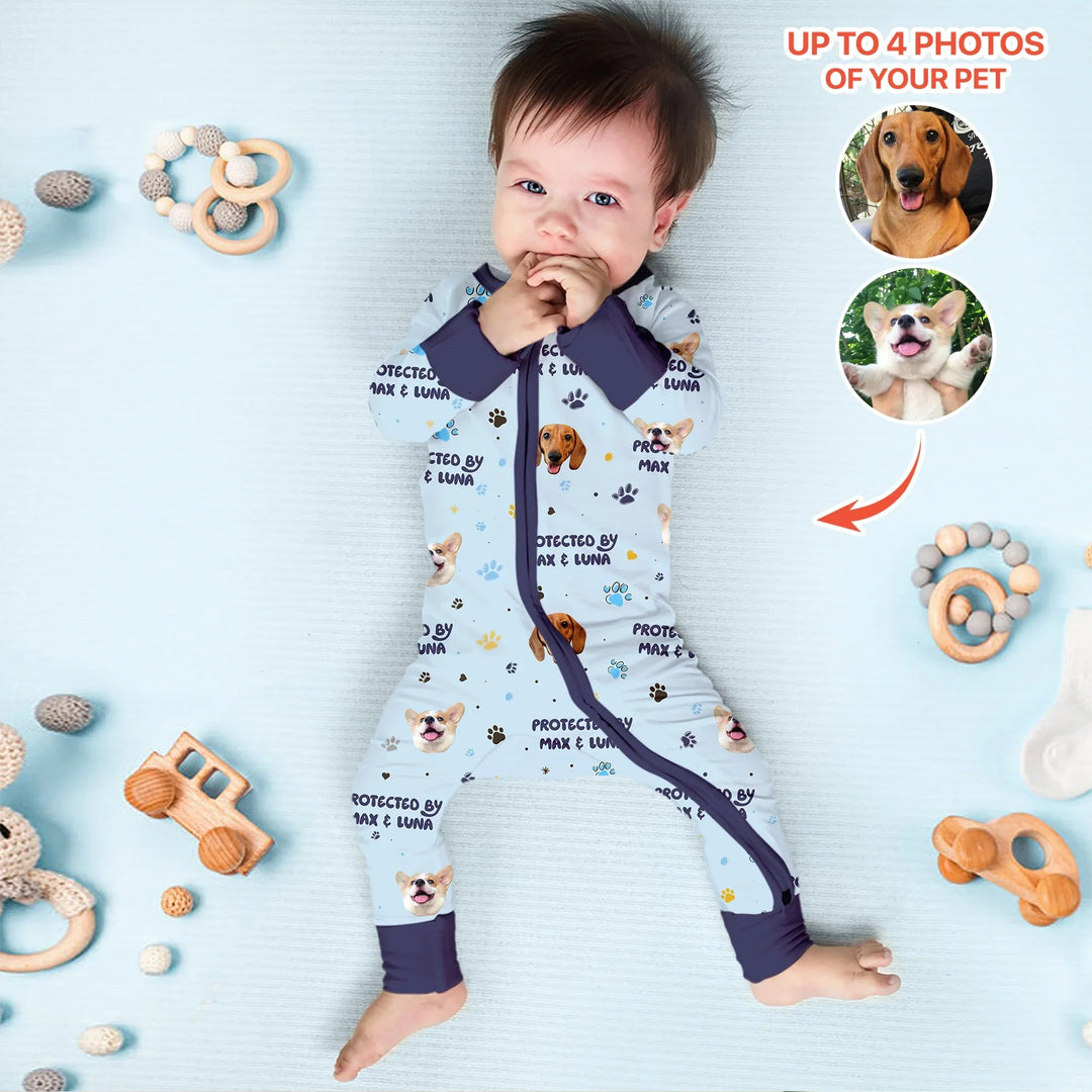 Custom Dog Photos "Protected By" Pawfect Blue Convertible Zippy - Zumbamboo