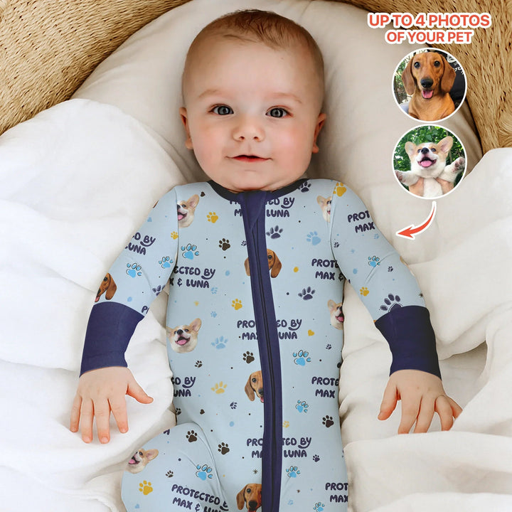 Custom Dog Photos "Protected By" Pawfect Blue Convertible Zippy - Zumbamboo