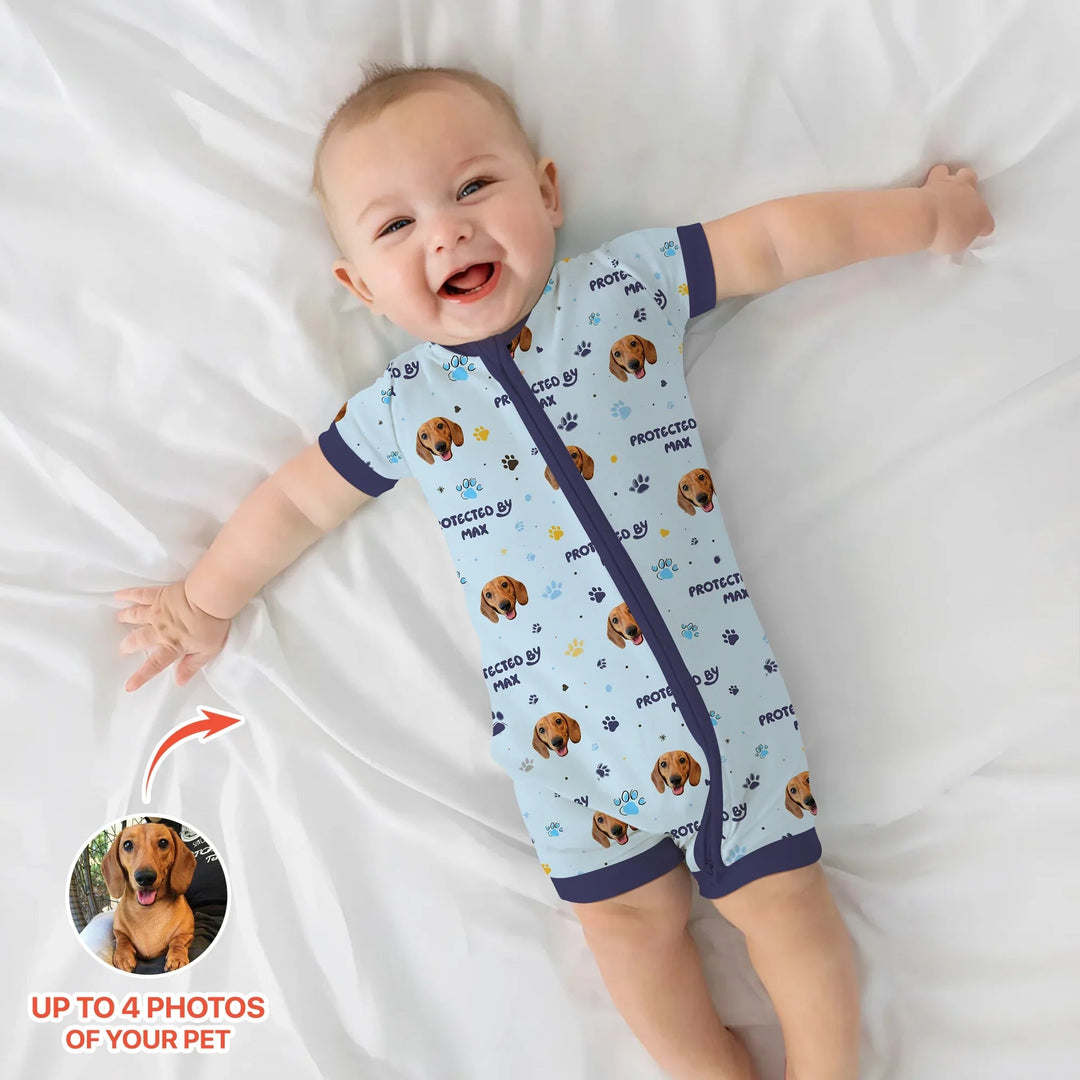 Custom Dog Photos "Protected By" Pawfect Blue Shorty Zippy - Zumbamboo