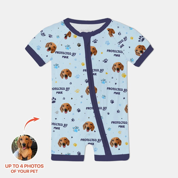 Custom Dog Photos "Protected By" Pawfect Blue Shorty Zippy - Zumbamboo