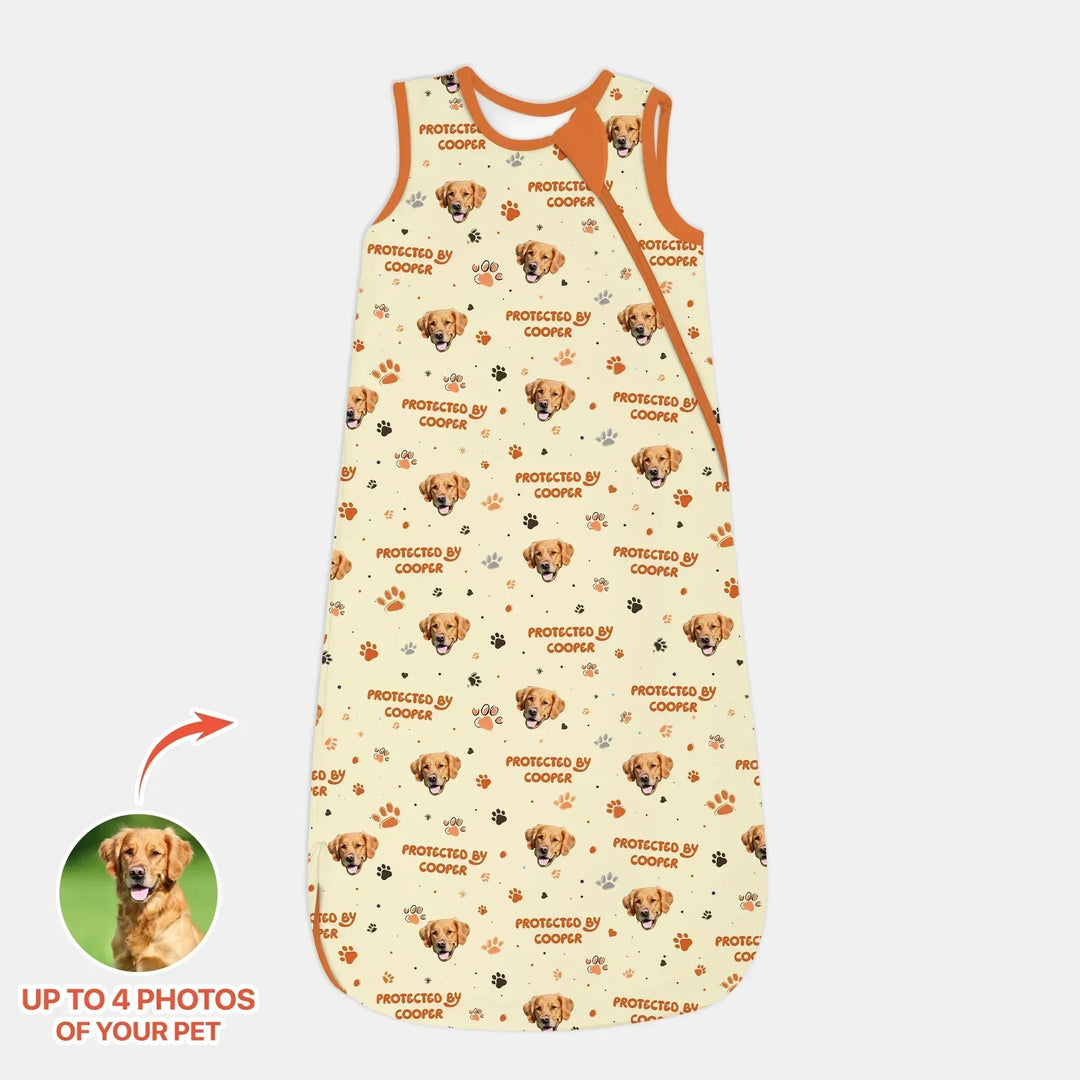 Custom Dog Photos "Protected By" Pawfect Blue Sleep Bag - Zumbamboo