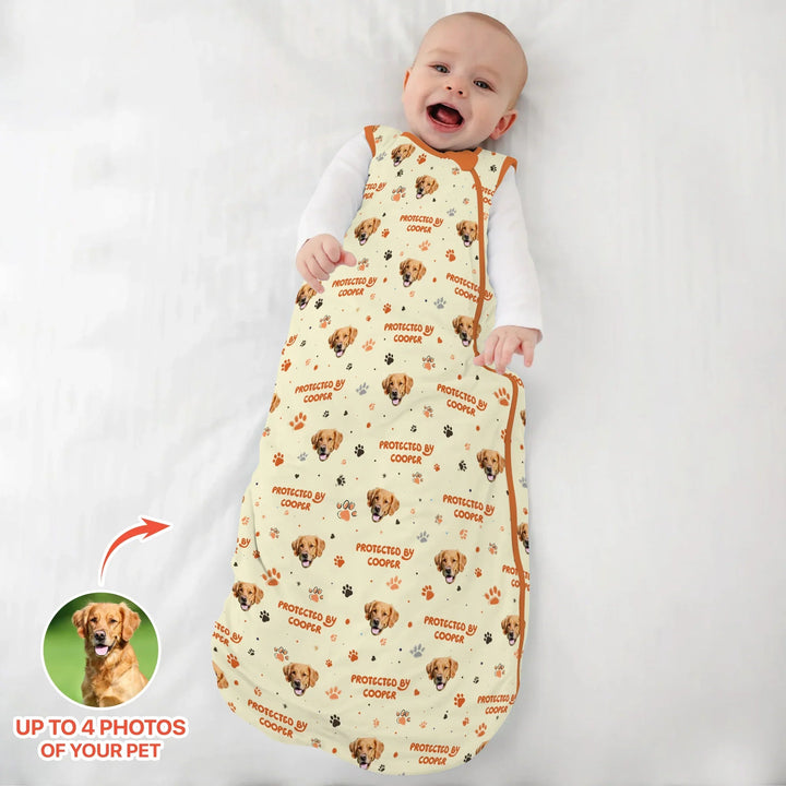 Custom Dog Photos "Protected By" Pawfect Yellow Sleep Bag - Zumbamboo