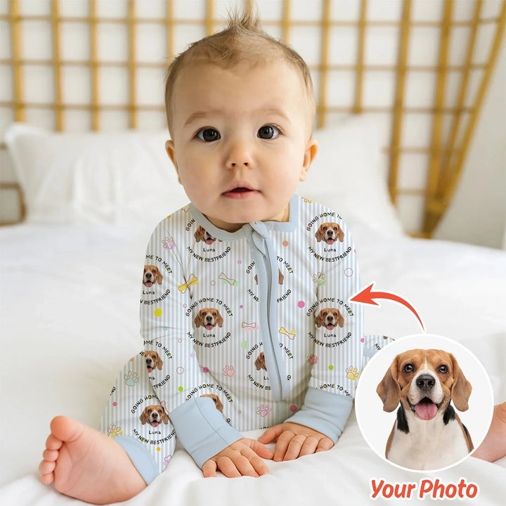 Custom Dogs Photo "Going home to meet my new best friend" Convertible Zippered Romper - Zumbamboo