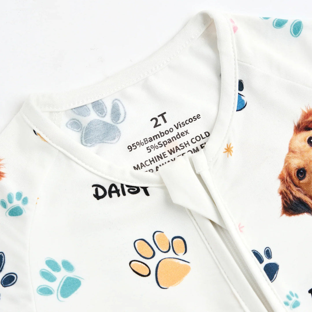 Custom Dogs Photo "Protected By" Convertible Zippered Romper - Zumbamboo