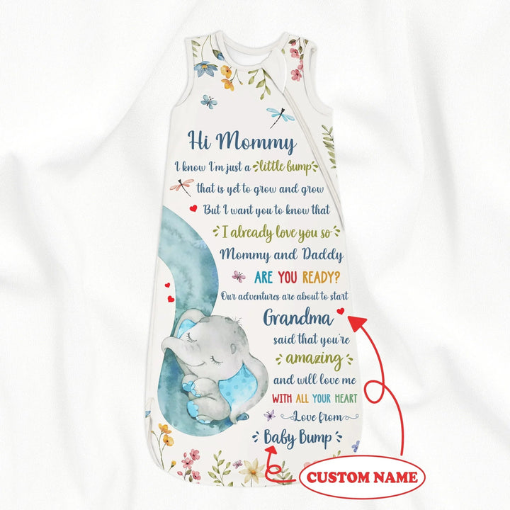 Custom Elephant Sleep Bag 1.0 TOG - Baby Shower Gift - Zumbamboo