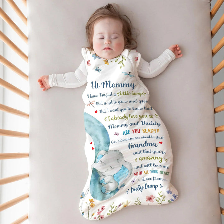 Custom Elephant Sleep Bag 1.0 TOG - Baby Shower Gift - Zumbamboo