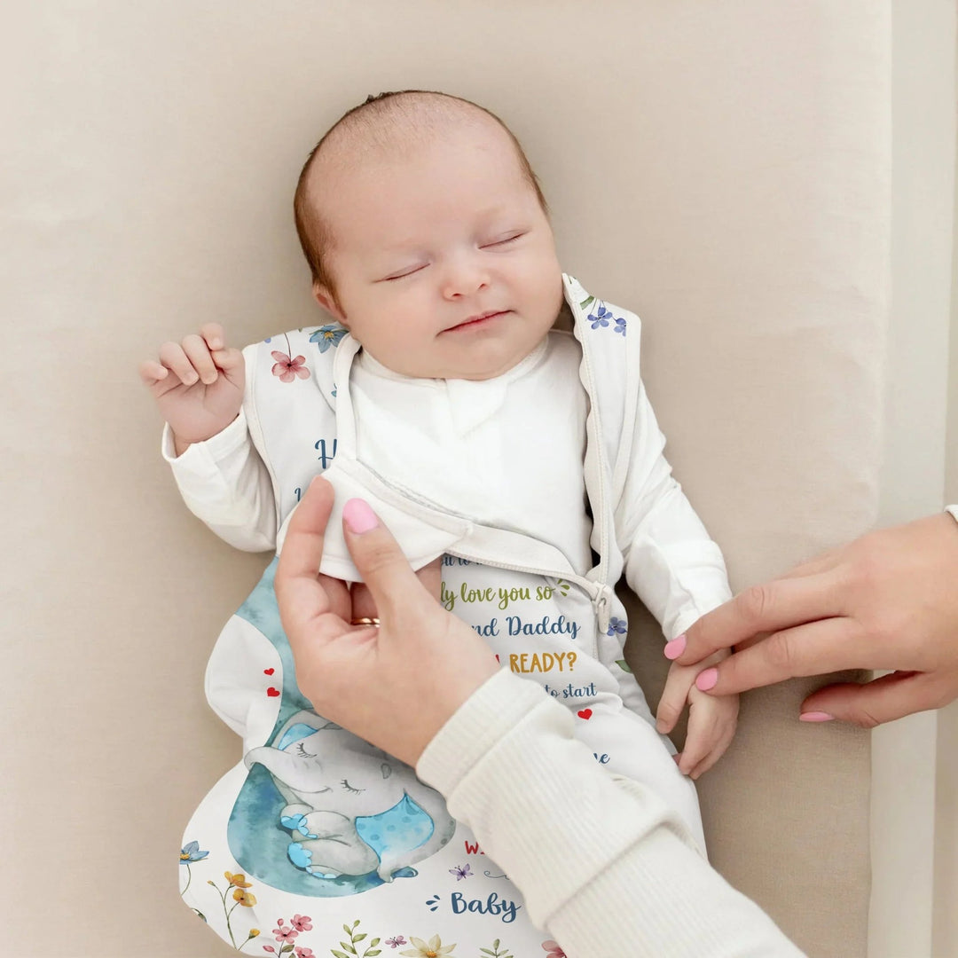Custom Elephant Sleep Bag 1.0 TOG - Baby Shower Gift - Zumbamboo