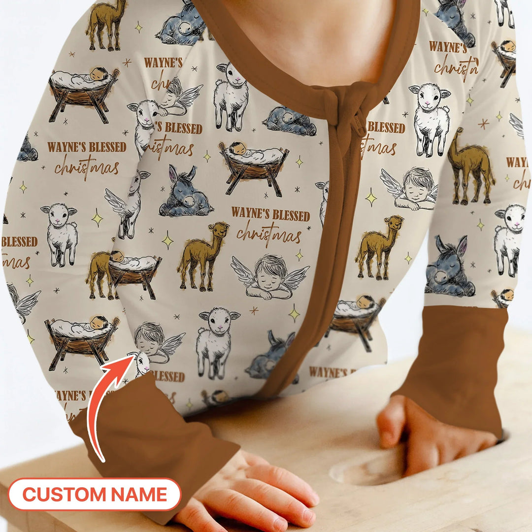 Custom Name Baby Blessed Christmas Convertible Zippy - Zumbamboo