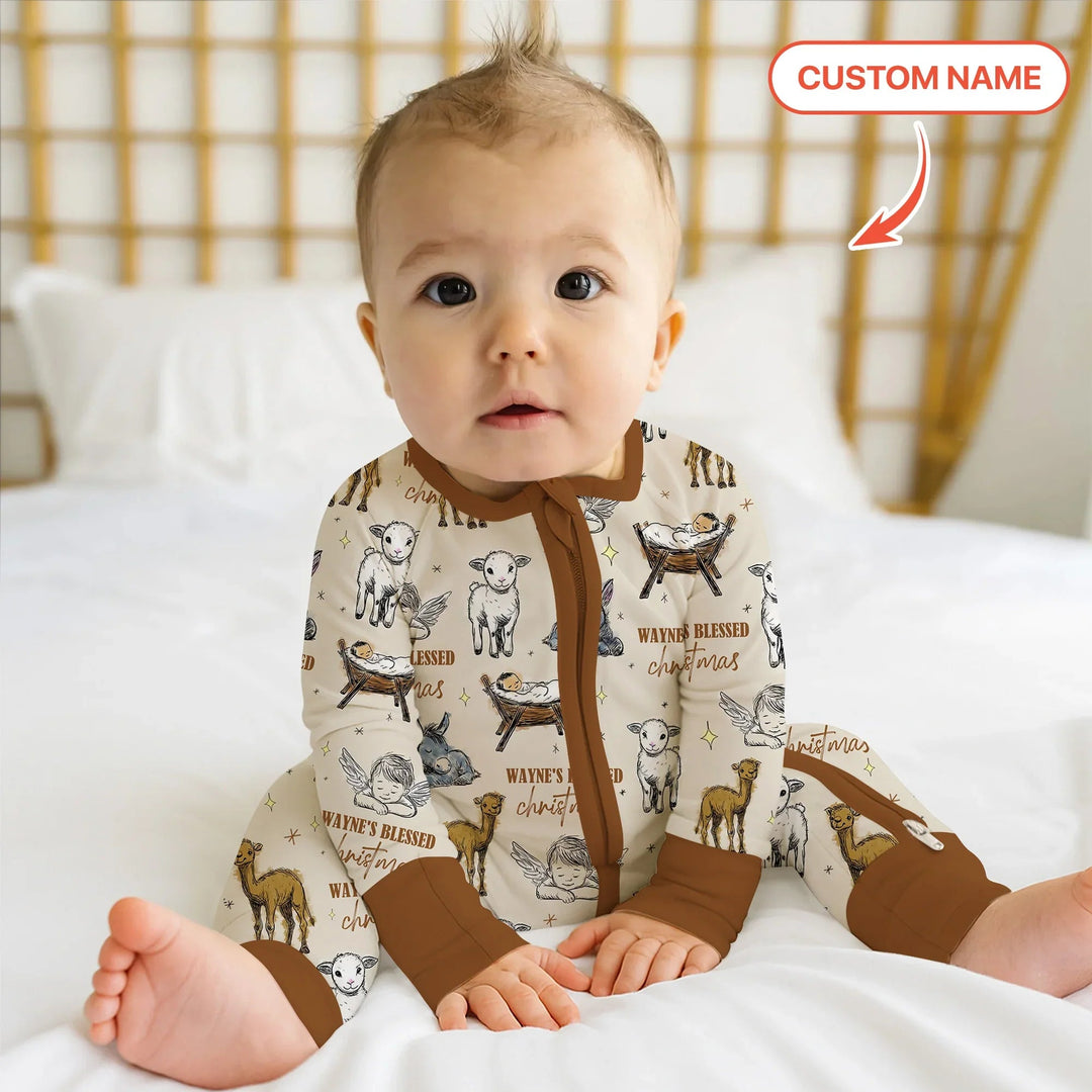 Custom Name Baby Blessed Christmas Convertible Zippy - Zumbamboo