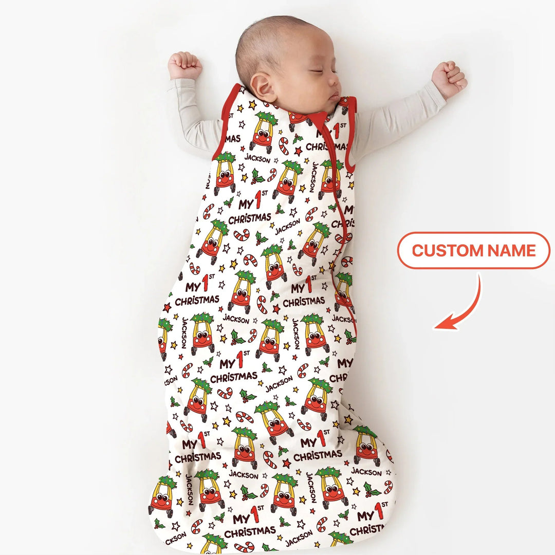 Custom Name Baby Car My 1st Christmas Sleep Bag For Baby - Zumbamboo