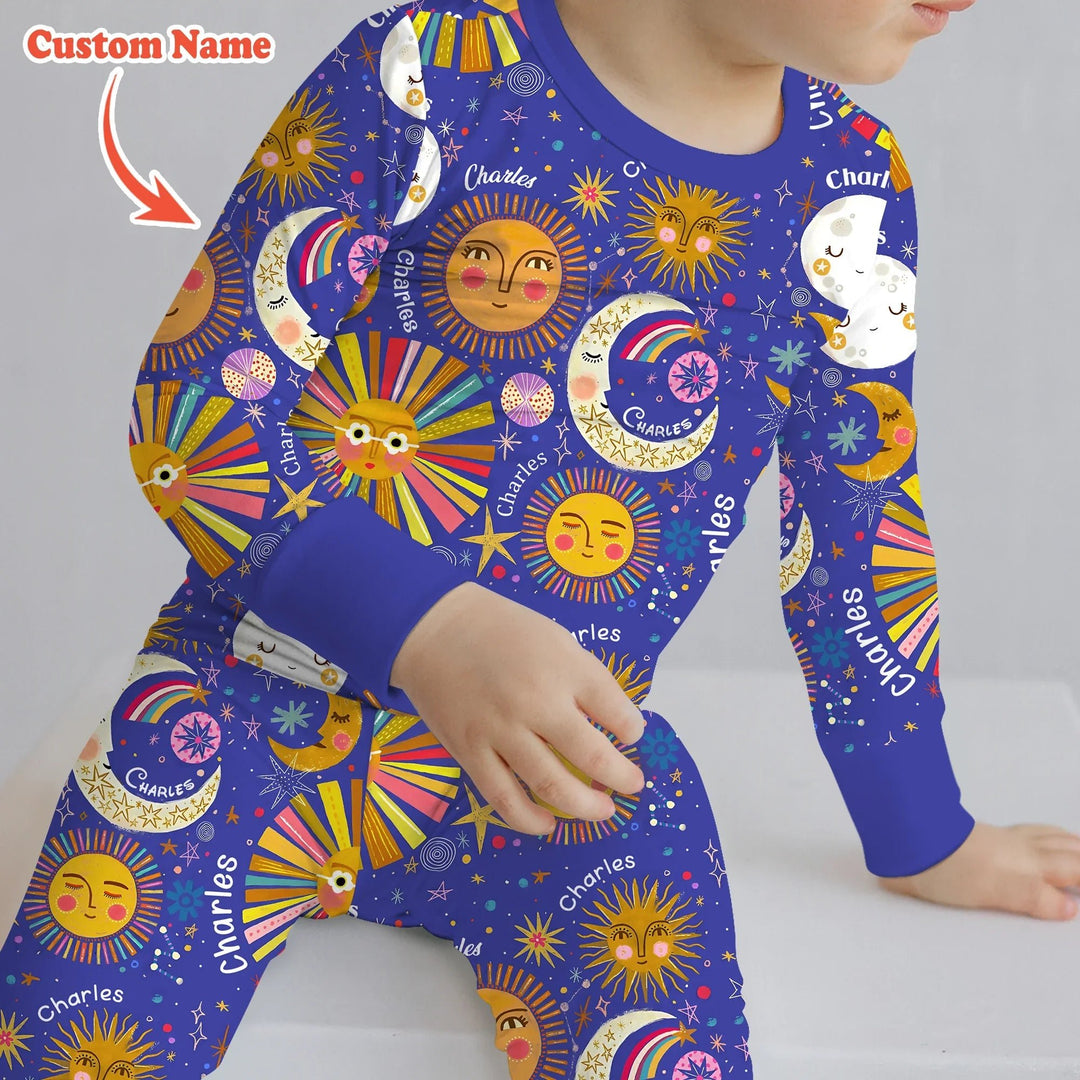 Custom Name Celestial Dream Two Piece Long Sleeve Pajama Set - Zumbamboo