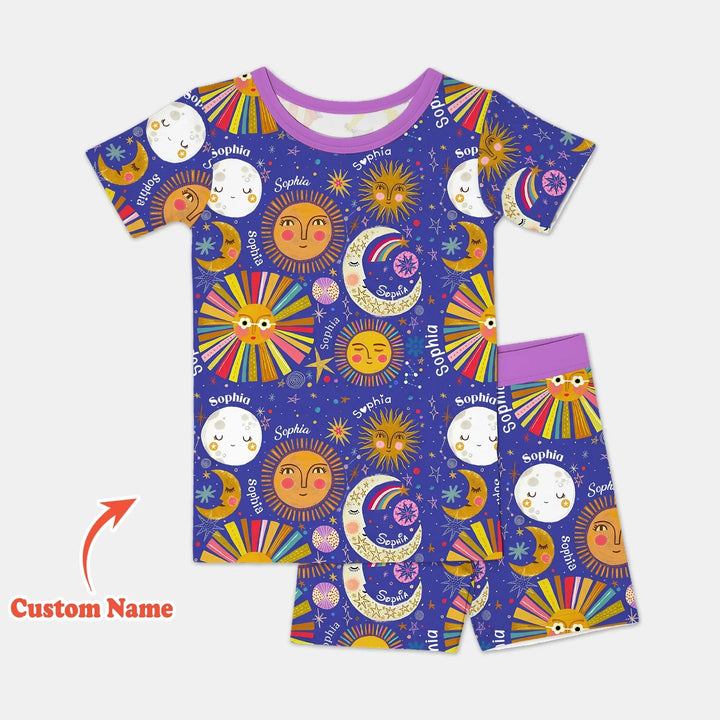 Custom Name Celestial Dream Two Piece Short Sleeve Shorts Pajama Set - Zumbamboo