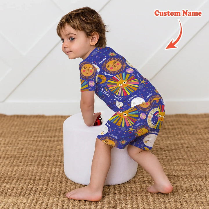 Custom Name Celestial Dream Two Piece Short Sleeve Shorts Pajama Set - Zumbamboo