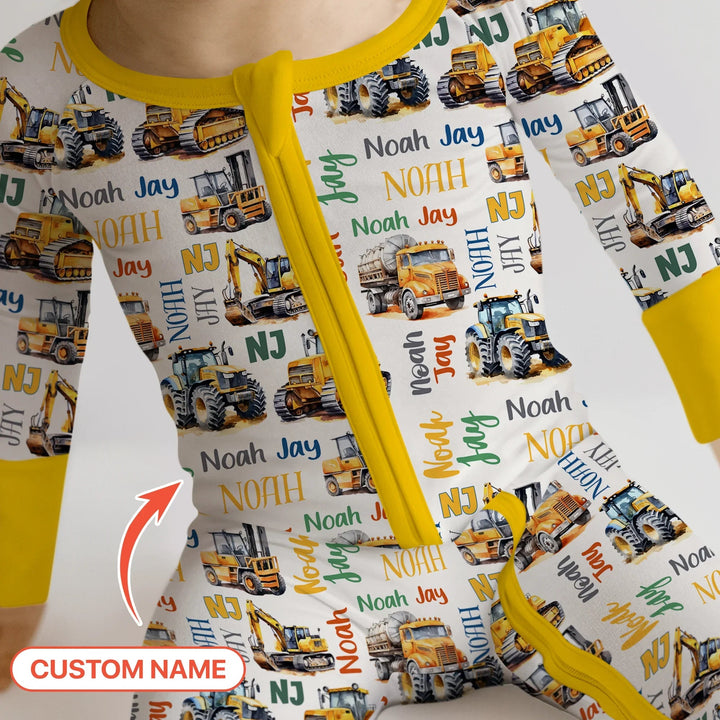 Custom Name Construction Trucks Convertible Zippy - Zumbamboo