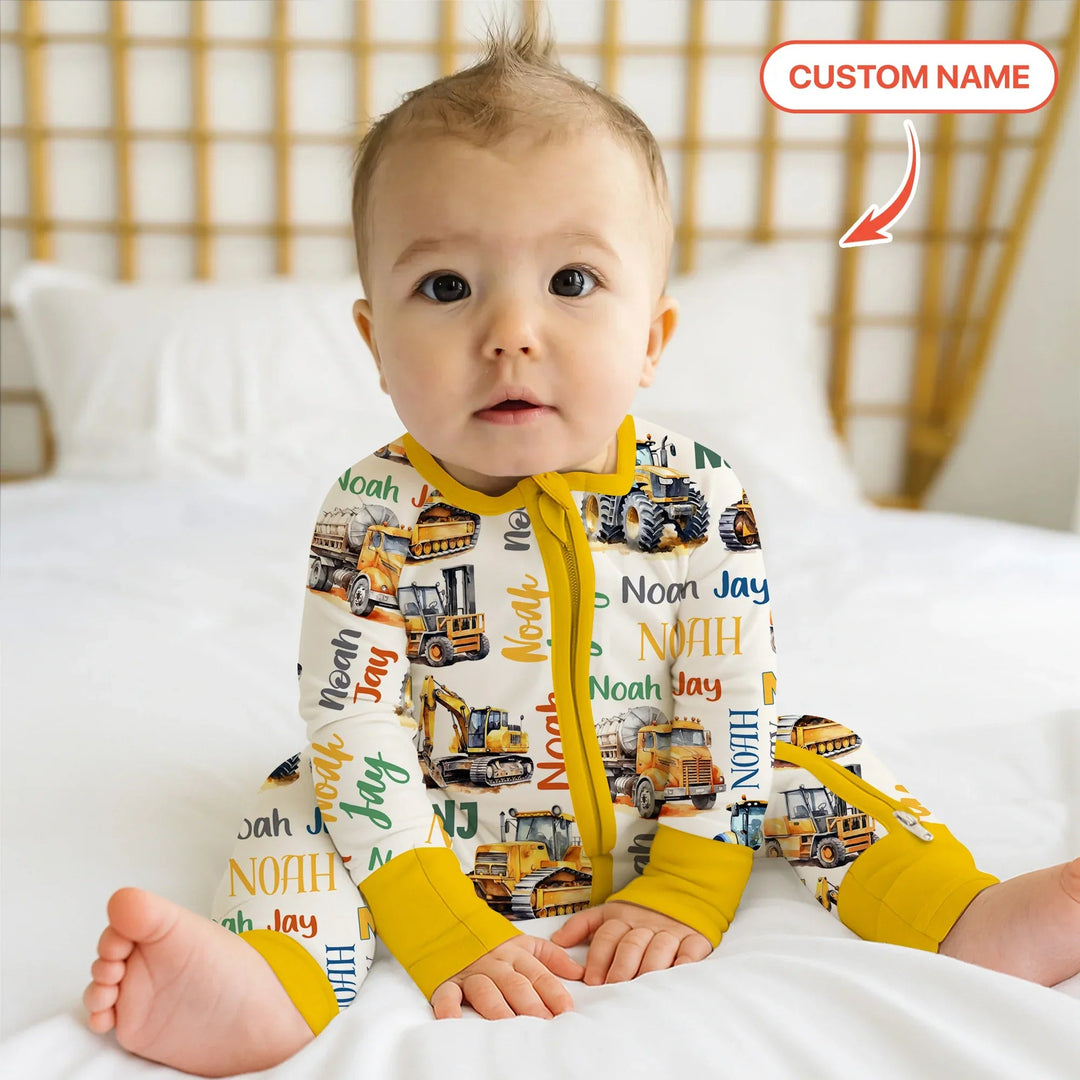 Custom Name Construction Trucks Convertible Zippy - Zumbamboo