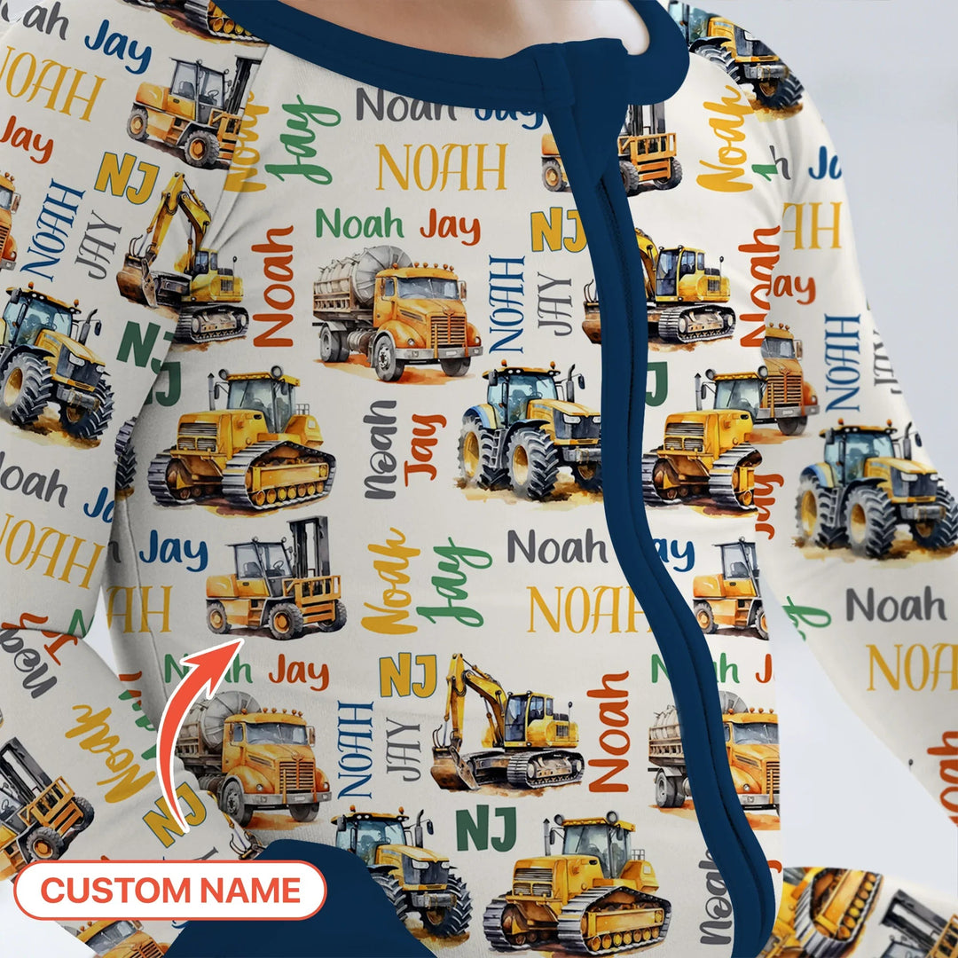 Custom Name Construction Trucks Convertible Zippy - Zumbamboo