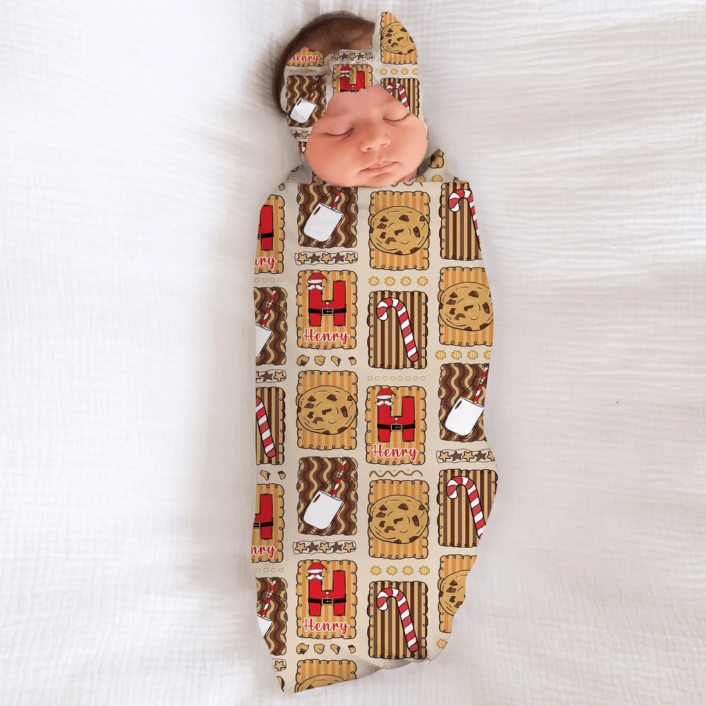 Custom Name Cookies and Milk Wonderland Swaddle Blanket - Zumbamboo