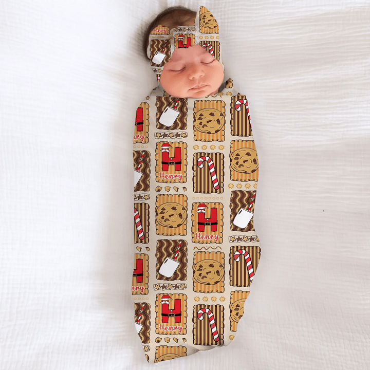 Custom Name Cookies and Milk Wonderland Swaddle Blanket - Zumbamboo