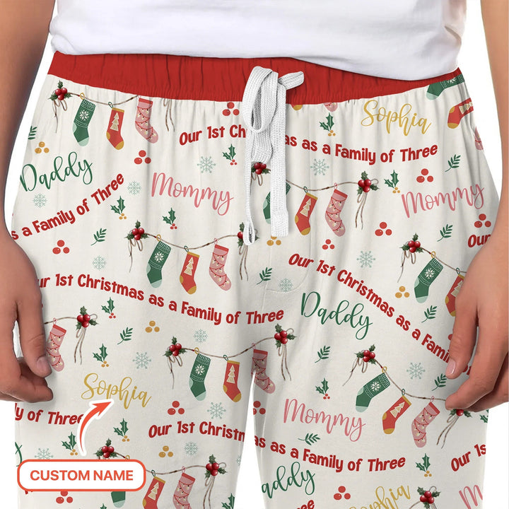 Custom Name Family Christmas Stockings Men's Pajama Set - Zumbamboo