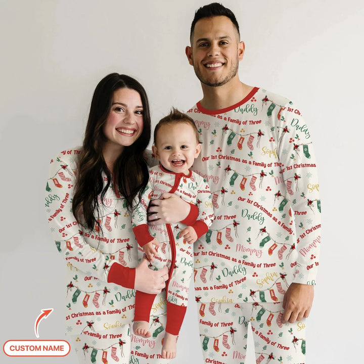 Custom Name Family Christmas Stockings Men's Pajama Set - Zumbamboo