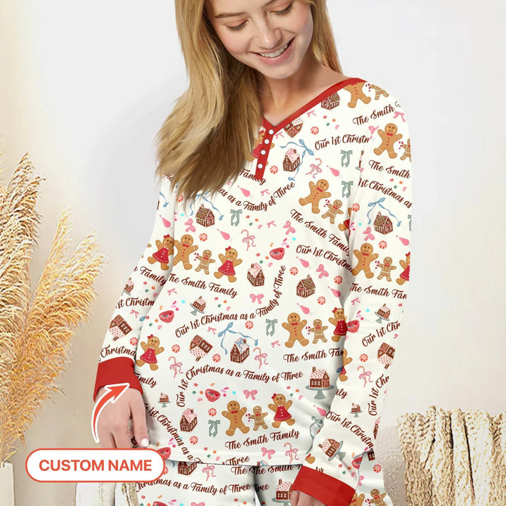 Custom Name Family Gingerbread Women Pajama Set - Zumbamboo