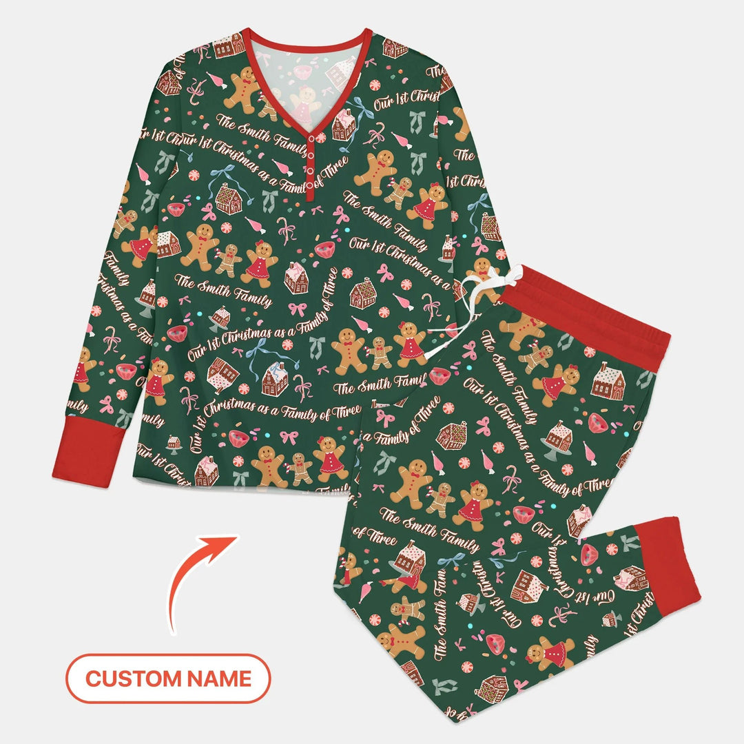 Custom Name Family Gingerbread Women Pajama Set - Zumbamboo