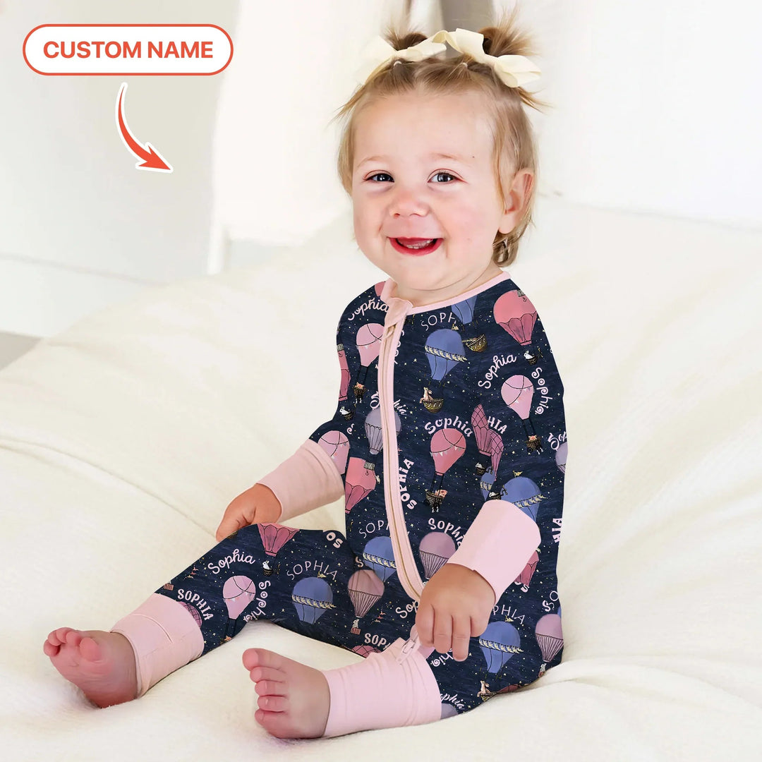 Custom Name Hot Air Balloon Pink Convertible Zippy - Zumbamboo