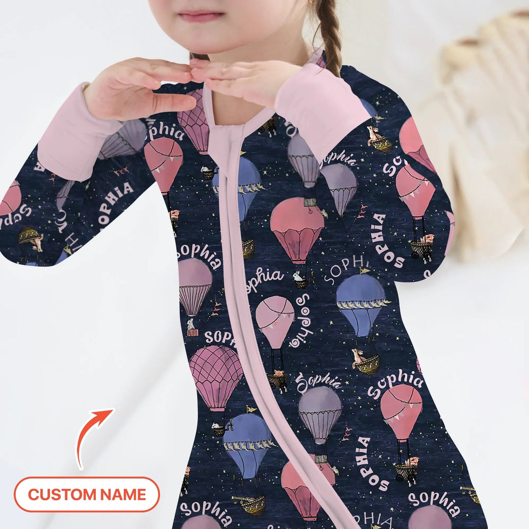 Custom Name Hot Air Balloon Pink Convertible Zippy - Zumbamboo