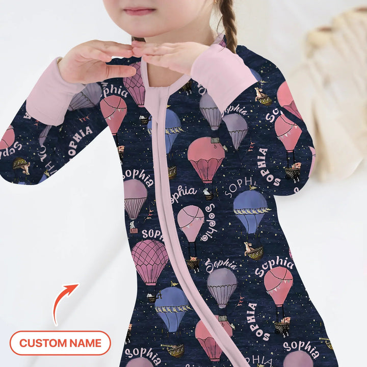 Custom Name Hot Air Balloon Pink Convertible Zippy - Zumbamboo