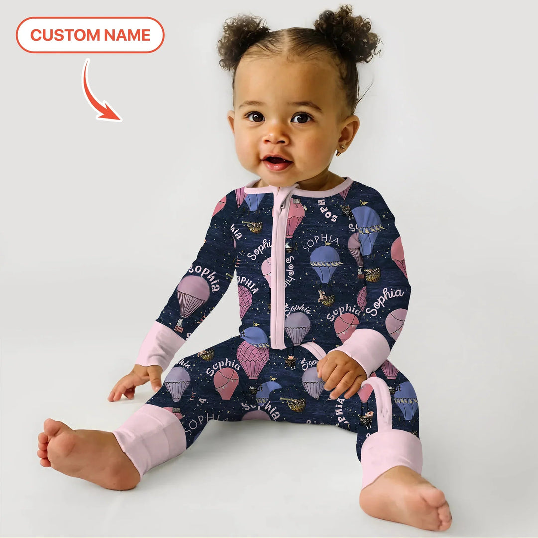 Custom Name Hot Air Balloon Pink Convertible Zippy - Zumbamboo