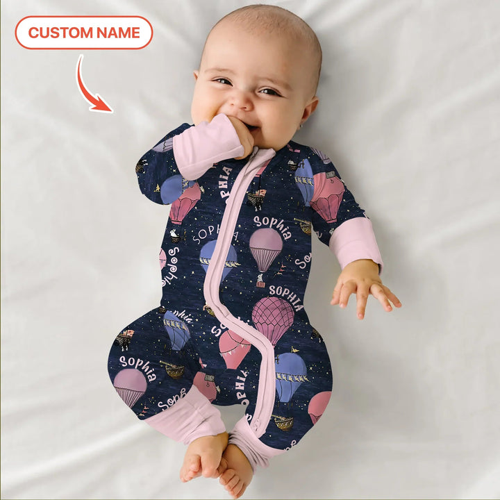 Custom Name Hot Air Balloon Pink Convertible Zippy - Zumbamboo