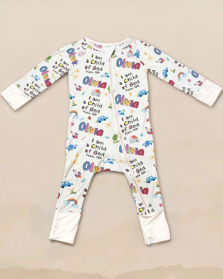 Custom name "I am a Child of God" - Crayon Style Convertible Zippy - Zumbamboo