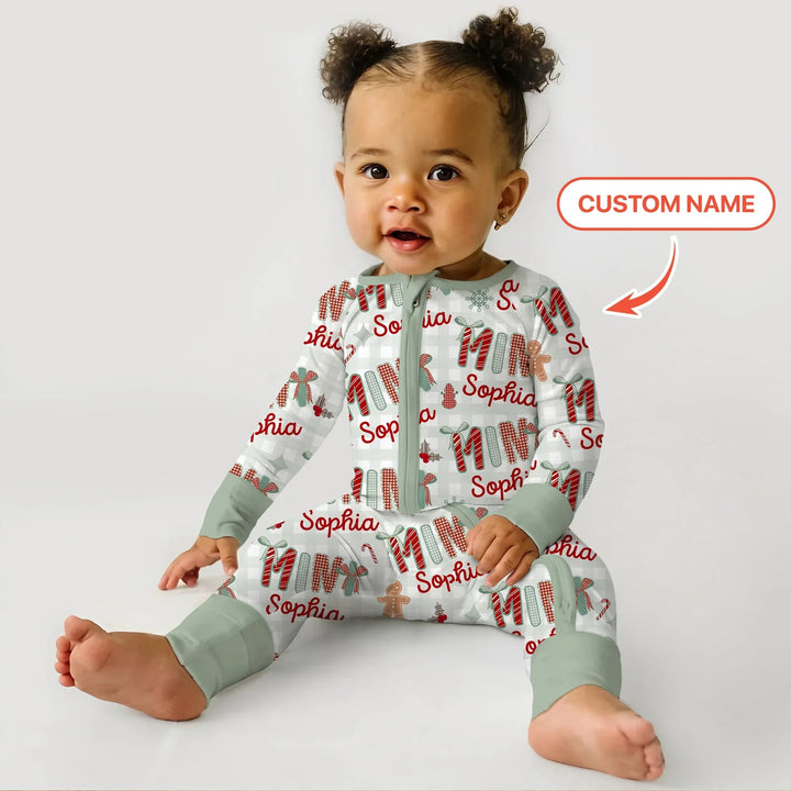 Custom Name Mama Mini Matching Christmas Convertible Zippy (Green) - Zumbamboo