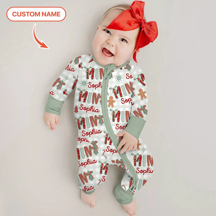 Custom Name Mama Mini Matching Christmas Convertible Zippy (Green) - Zumbamboo