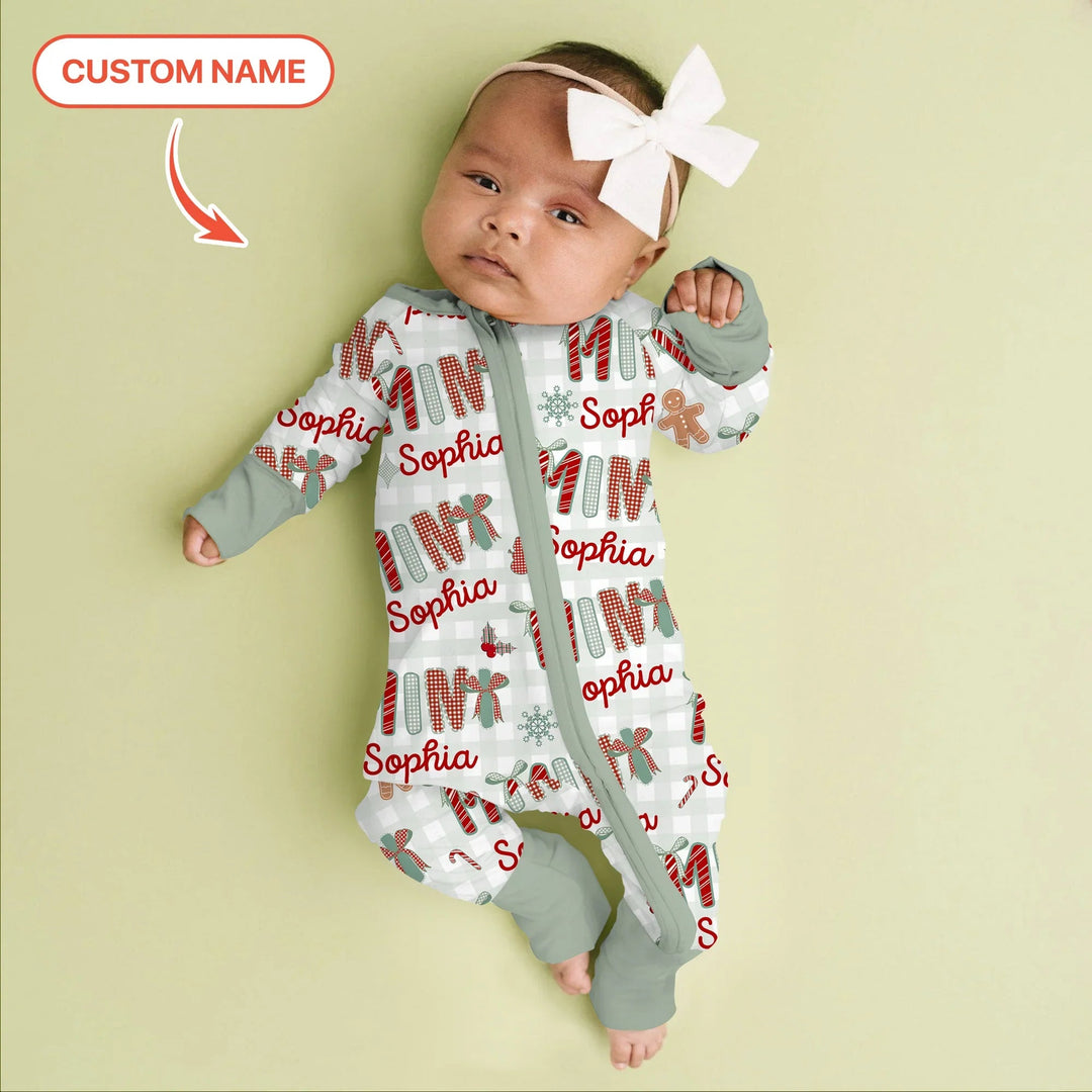 Custom Name Mama Mini Matching Christmas Convertible Zippy (Green) - Zumbamboo