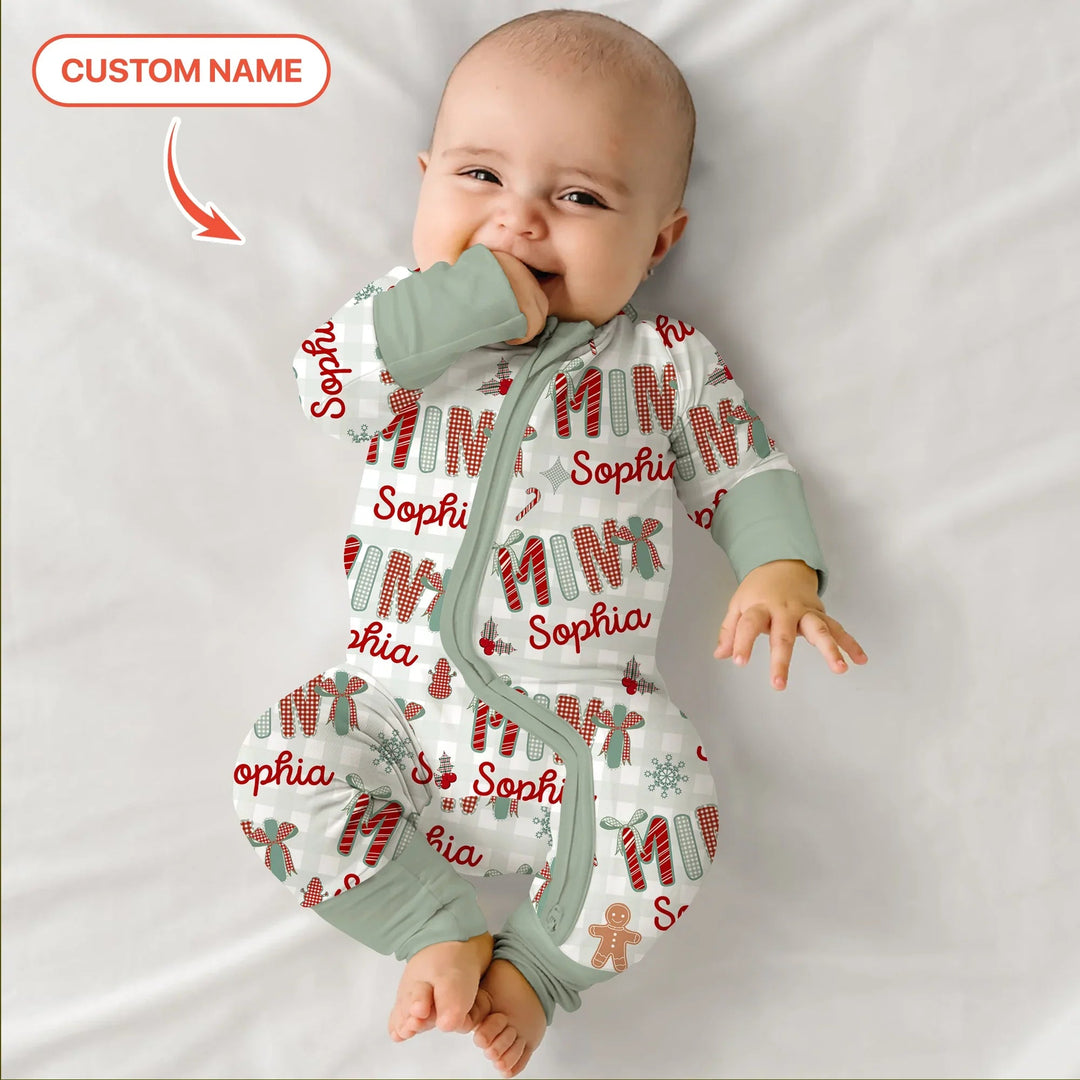 Custom Name Mama Mini Matching Christmas Convertible Zippy (Green) - Zumbamboo